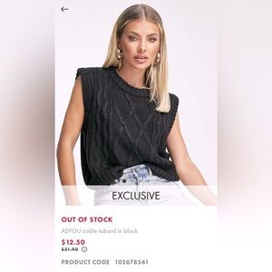 ASOS cable knit sweater sleeveless